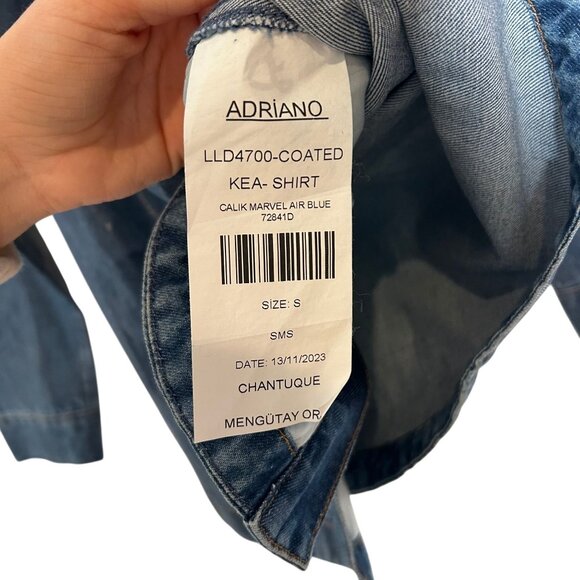 AG Jeans Coated Kea Shirt Jacket Women's Size Small Calik Marvel Air Blue NWOT! - Picture 4 of 6